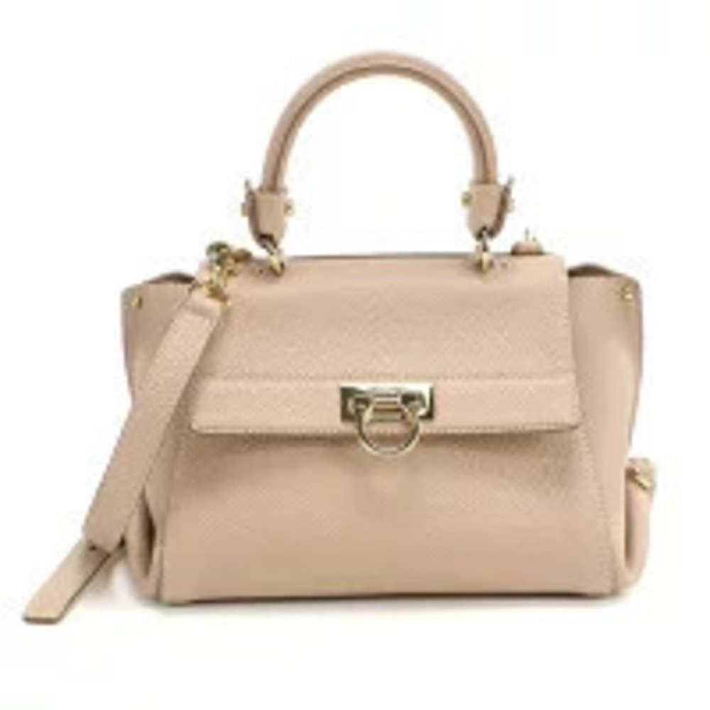 Salvatore Ferragamo Handbag Gancini Beige Cream Bag